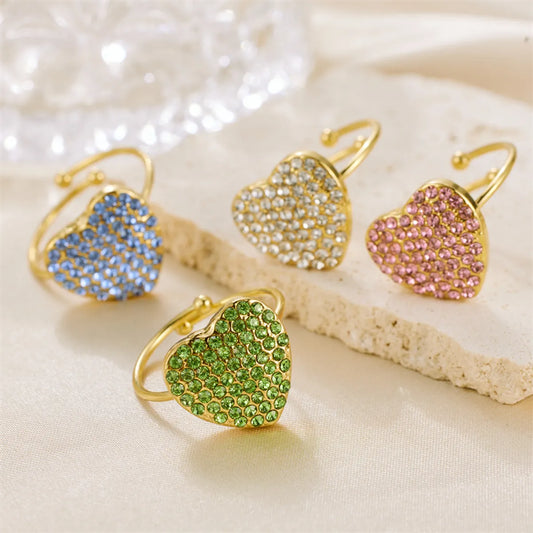 Vintage Style Heart Shape Stainless Steel Plating 18k Gold Plated Open Rings