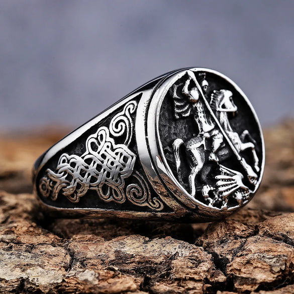 Vintage Style Knight 304 Stainless Steel Men'S Rings