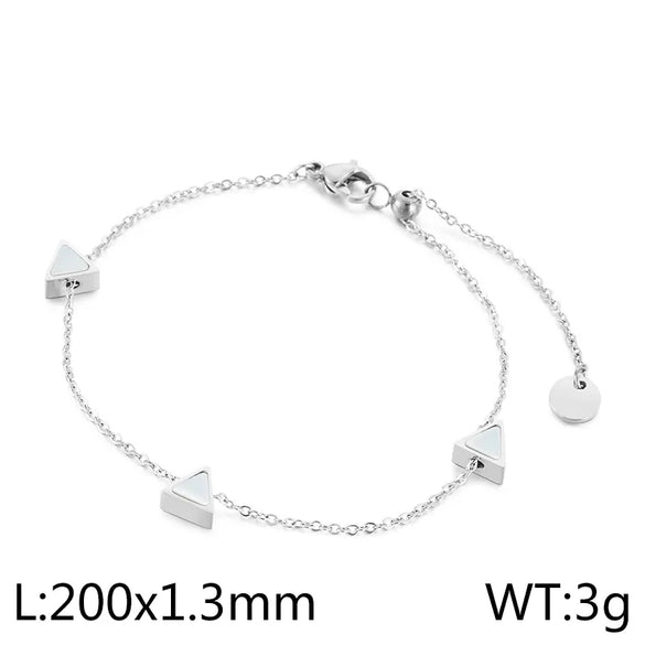 Vintage Style Lady Triangle Geometric Titanium Steel 18K Gold Plated Rhinestones Bracelets In Bulk