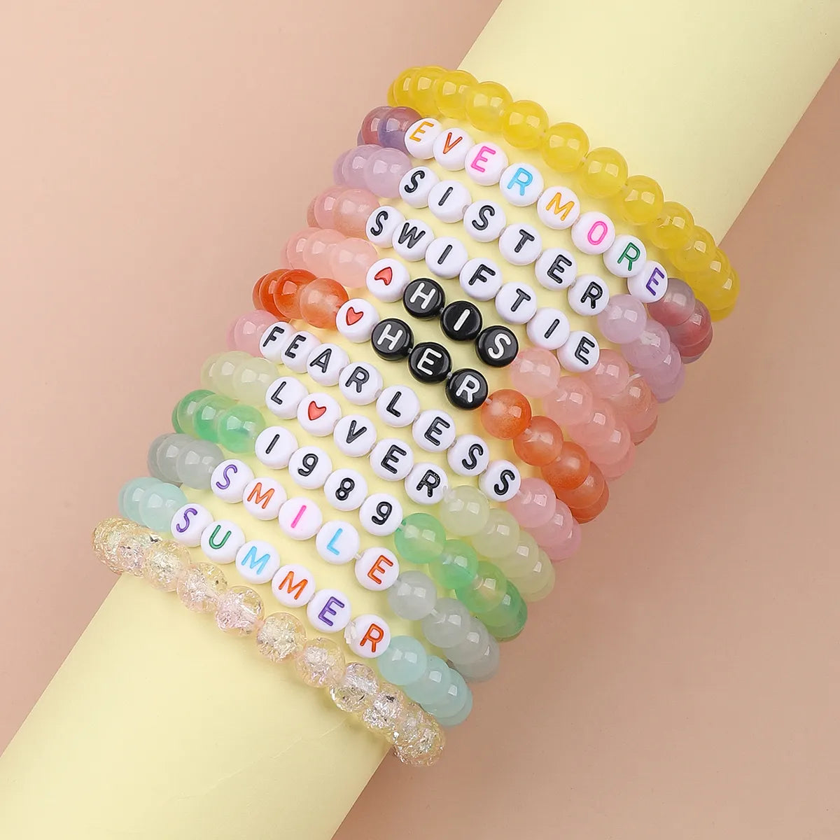 Vintage Style Letter Plastic Glass Women's Bracelets