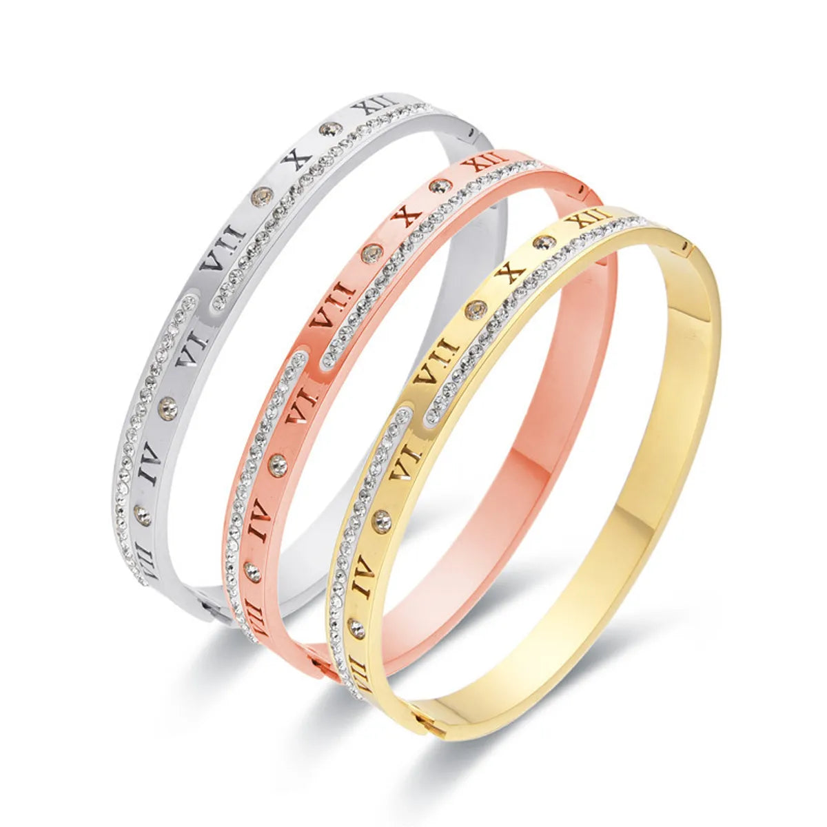 Vintage Style Letter Titanium Steel Plating Bangle