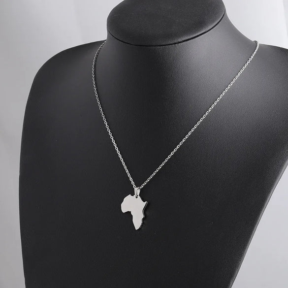 Wholesale Jewelry Vintage Style Map Customization Laser Engraving Titanium Steel 18K Gold Plated Plating Chain Pendant Necklace