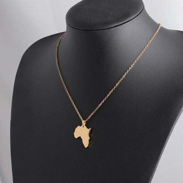 Wholesale Jewelry Vintage Style Map Customization Laser Engraving Titanium Steel 18K Gold Plated Plating Chain Pendant Necklace