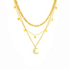 Vintage Style Moon Titanium Steel Plating 18k Gold Plated Layered Necklaces