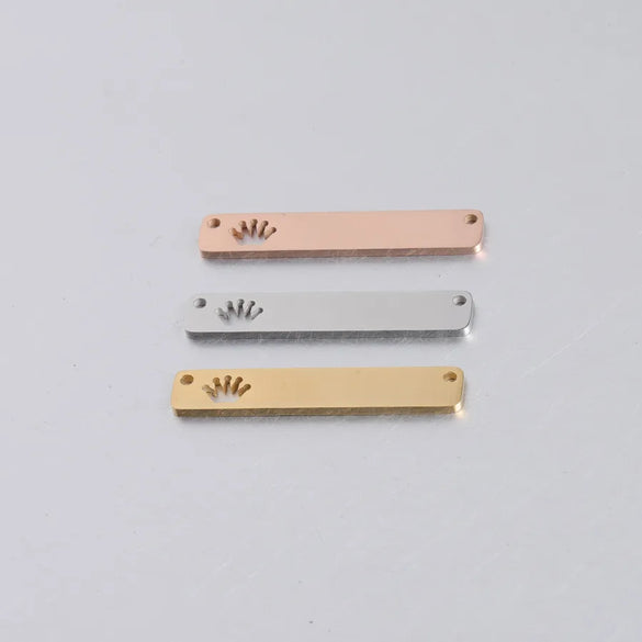 1 Piece Stainless Steel 18K Gold Plated Rose Gold Plated Palm Customization Laser Engraving Rectangle