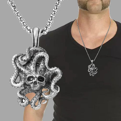 Vintage Style Punk Octopus Skull Alloy Plating Men'S Pendant Necklace