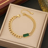 Vintage Style Rectangle Stainless Steel Layered Plating Inlay Artificial Gemstones Bracelets Earrings Necklace