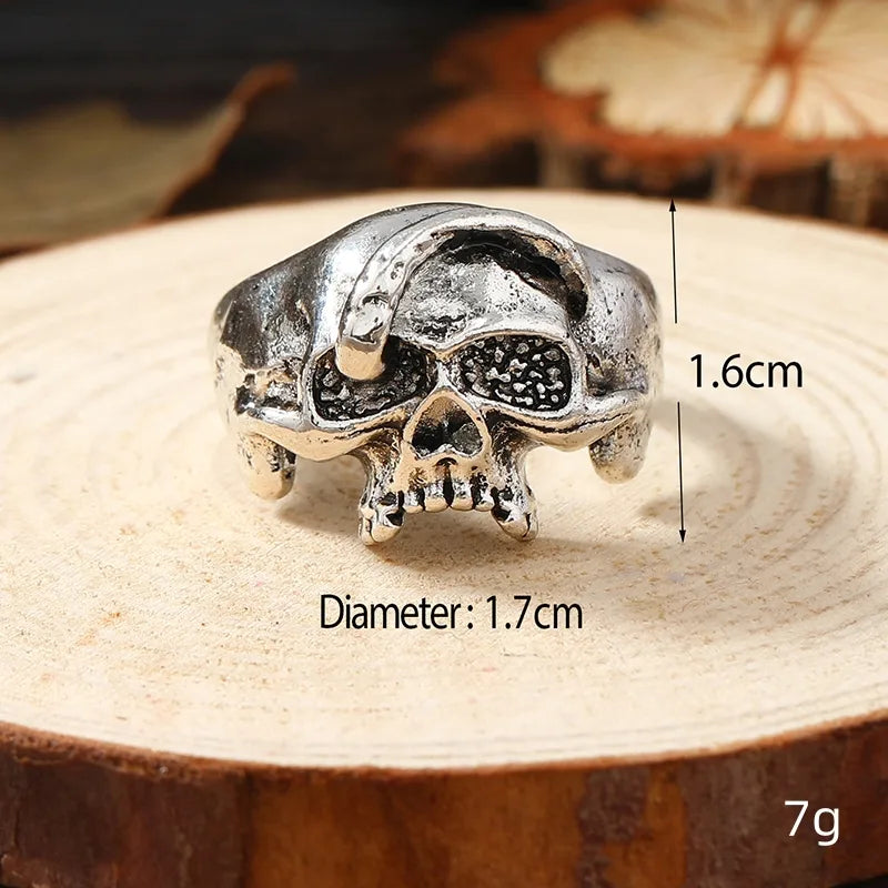 Vintage Style Rock Skull Alloy Silver Plated Men'S Rings