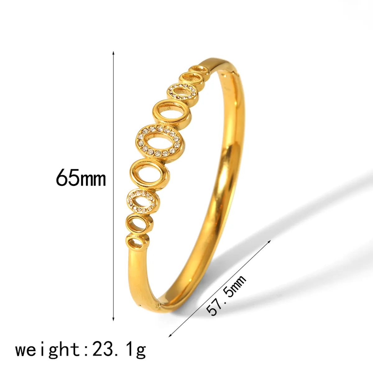 Vintage Style Roman Style Geometric 304 Stainless Steel 18K Gold Plated Zircon Bangle In Bulk