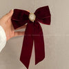 Vintage Style Rose Alloy Bowknot Artificial Pearls Hair Clip