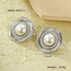 Vintage Style Round Pleated Pearl Women's Earrings Stainless Steel Electroplated