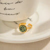 Wholesale Jewelry Vintage Style Round 304 Stainless Steel Natural Stone Plating Inlay Open Rings