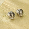 Vintage Style Round Striped Stainless Steel Electroplated Earrings For Women