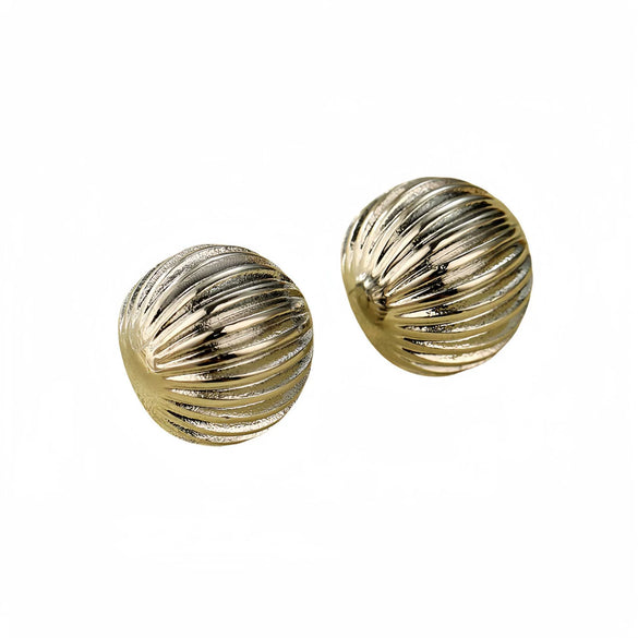 Vintage Style Round Striped Stainless Steel Electroplated Earrings For Women