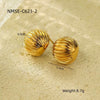 Vintage Style Round Striped Stainless Steel Electroplated Earrings For Women