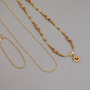 Vintage Style Round Sun 18K Gold Plated Agate Seed Bead Tiger Eye Copper Wholesale Pendant Necklace