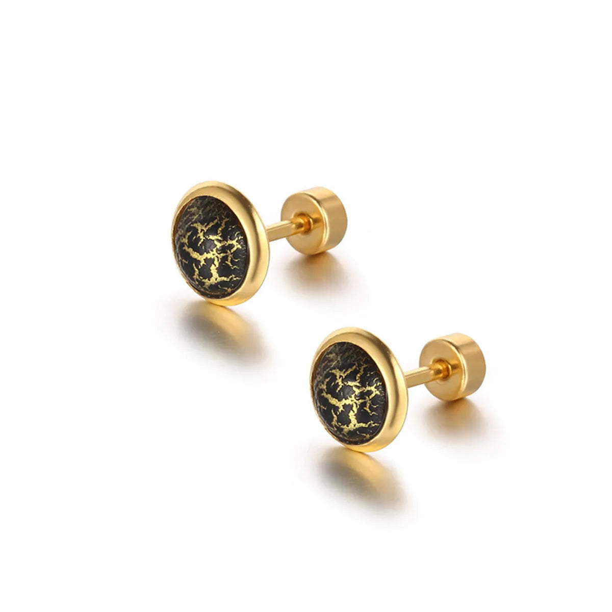 Vintage Style Round Titanium Steel Plating Ear Studs 1 Piece