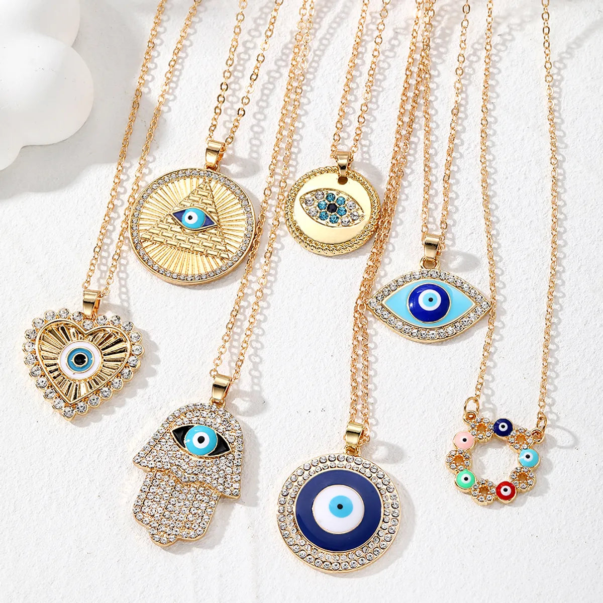 Vintage Style Simple Style Classic Style Devil's Eye Zircon Alloy Wholesale Pendant Necklace