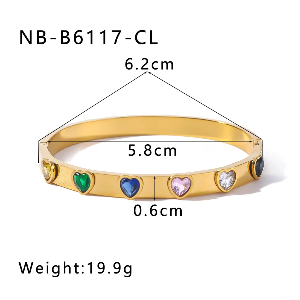 Vintage Style Simple Style Classic Style Heart Shape 304 Stainless Steel 18K Gold Plated Zircon Bangle In Bulk