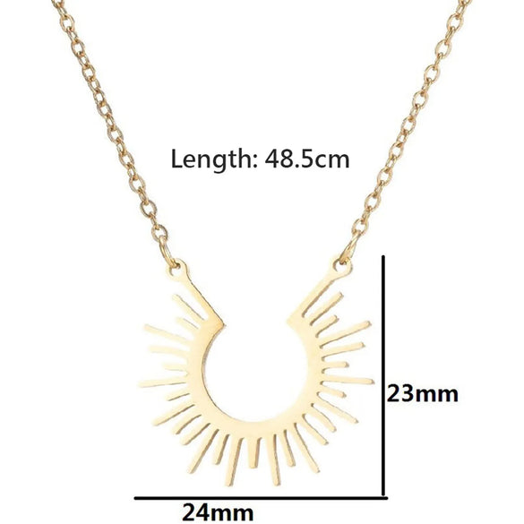 Vintage Style Simple Style Classic Style Sun Stainless Steel Plating 18k Gold Plated Pendant Necklace