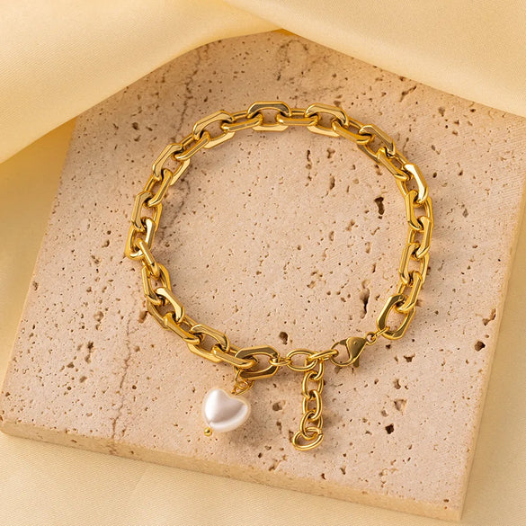 Vintage Style Simple Style Commute Heart Shape Titanium Steel Polishing Plating 18k Gold Plated Bracelets