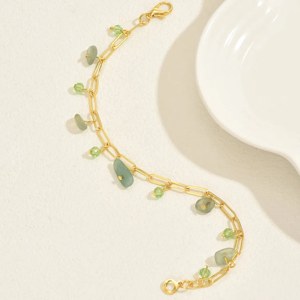 Vintage Style Simple Style Irregular 201 Stainless Steel Stone 18K Gold Plated Bracelets In Bulk