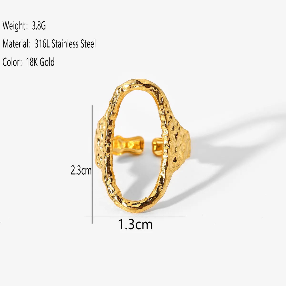 Wholesale Jewelry Vintage Style Simple Style Oval 316 Stainless Steel  Plating Open Rings