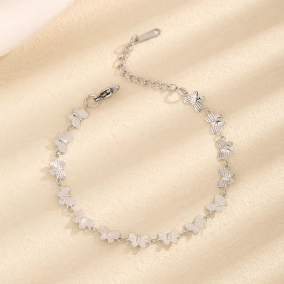 Vintage Style Simple Style Roman Numeral Butterfly 304 Stainless Steel Bracelets In Bulk
