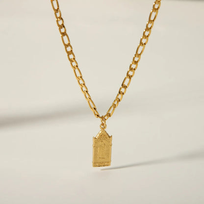 Vintage Style Simple Style Roman Style Human Stainless Steel Plating 18k Gold Plated Pendant Necklace