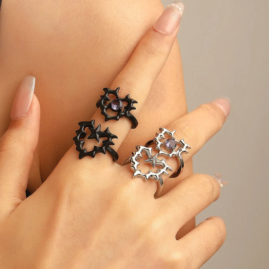 Vintage Style Simple Style Star Alloy Inlay Zircon Women's Open Rings