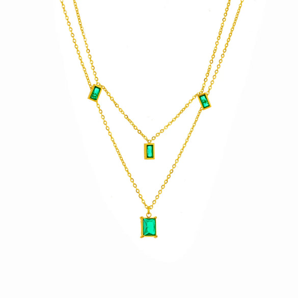 Vintage Style Square Titanium Steel Plating 18k Gold Plated Necklace