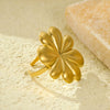 Vintage Style Stainless Steel 18K Gold Plated Petal Women's Earrings Bracelet Ring Suit