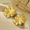 Vintage Style Stainless Steel 18K Gold Plated Petal Women's Earrings Bracelet Ring Suit
