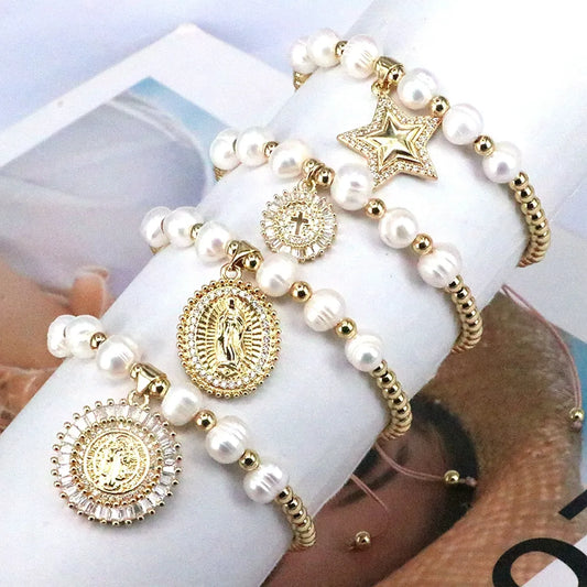 Vintage Style Star Copper Plating Inlay Zircon Bracelets