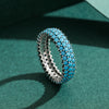 Vintage Style Sterling Silver Inlay Turquoise Wide Band Ring