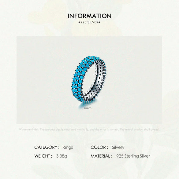 Vintage Style Sterling Silver Inlay Turquoise Wide Band Ring