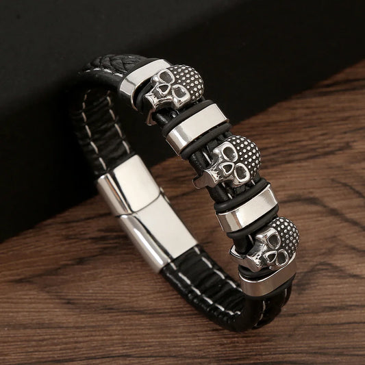 Vintage Style Streetwear Skull Stainless Steel Men'S Bangle