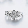 Vintage Style Sweet Flower Sterling Silver Plating Inlay Zircon Thai Silver Rings