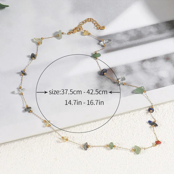 Vintage Style Vacation Romantic Irregular Round 18K Gold Plated Natural Stone Titanium Steel Wholesale Pendant Necklace