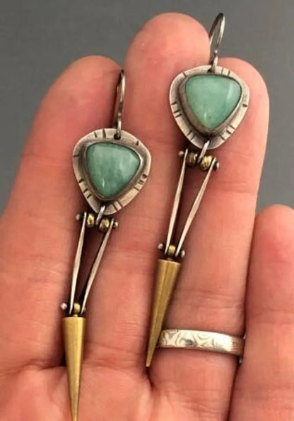 Vintage Style Water Droplets Alloy Plating Inlay Turquoise Women'S Drop Earrings