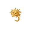 Vintage Sunflower Open Ring For Women Goldplated Titanium Steel Jewelry With Adjustable Design And Vacuum Electroplated Finish