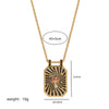 Vintage Tarot Necklace Copper Mixed Gemstone Inlay Diamond Design