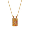 Vintage Tarot Necklace Copper Mixed Gemstone Inlay Diamond Design