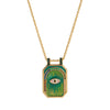 Vintage Tarot Necklace Copper Mixed Gemstone Inlay Diamond Design