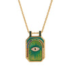 Vintage Tarot Necklace Copper Mixed Gemstone Inlay Diamond Design