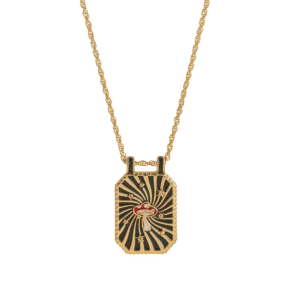 Vintage Tarot Necklace Copper Mixed Gemstone Inlay Diamond Design
