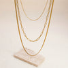 Vintage Three Layer Stainless Steel And Titanium Steel Women's Clavicle Necklace With Snake Bone Chain And Electroplating Treatment