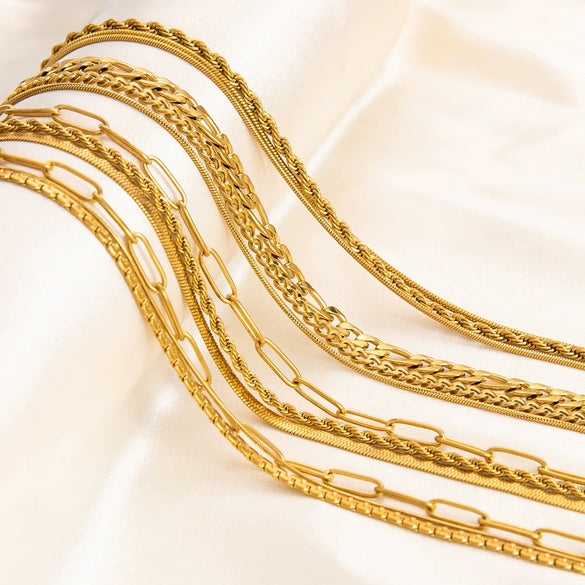Vintage Three Layer Stainless Steel And Titanium Steel Women's Clavicle Necklace With Snake Bone Chain And Electroplating Treatment