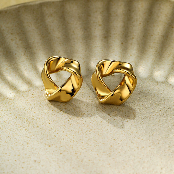 Vintage Triangle Knot Twisted Mini Women's Stainless Steel Electroplated Earrings