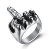 Vintage Unisex Finger Ring Stainless Steel Letter Pattern With Oil Applied
